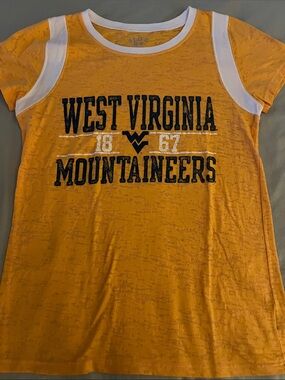 Blue 84 Gold Short Sleeve Ringer Tee with Navy Print